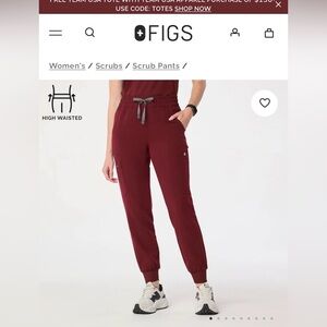 Figs Deep Red Cargo Pants